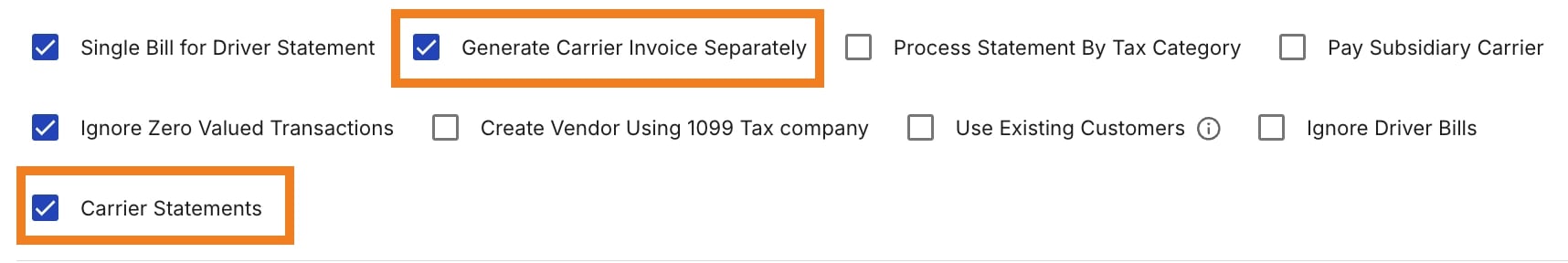 Screenshot of the Accounting Integration settings