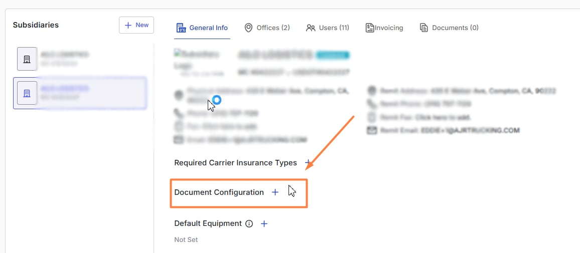 Load selection screen on the Factoring Upload page