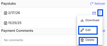 Update Pay Plan modal showing pay plan name and rate configuration fields.
