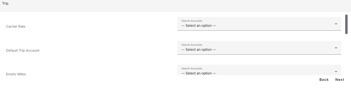 Image showing Trip account mapping step
