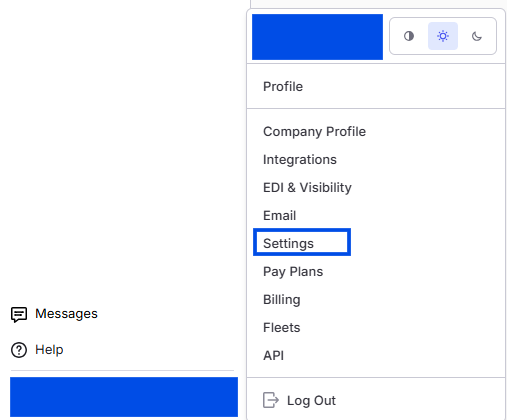 Image showing navigation to Alvys settings page