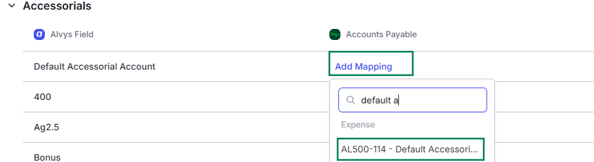 Image showing expanded account category