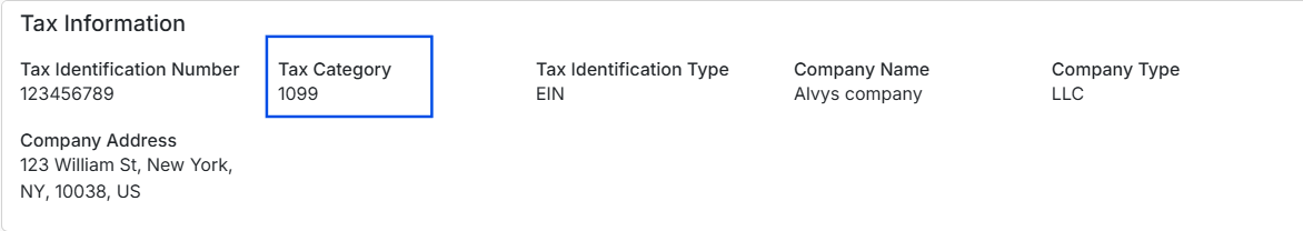 Image showing the Tax Category on driver profile.