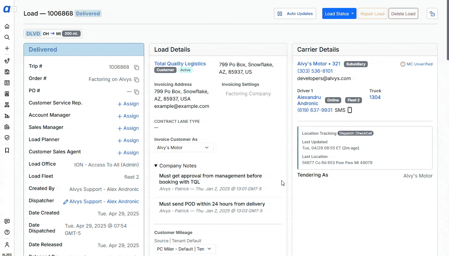 Load in Queued status after generating the invoice