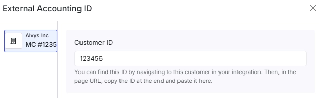 External Accounting form with Customer ID Field