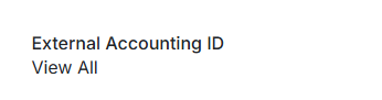 A minimal interface view displaying the External Accounting ID heading and its clickable 'View All' action link.