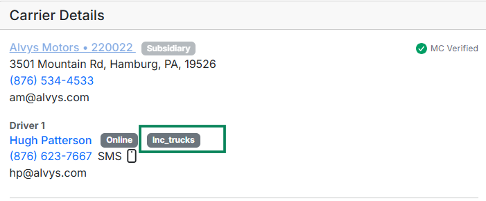 Driver fleet: The driver assigned fleet is used to determine the fleet mappings for driver bills.