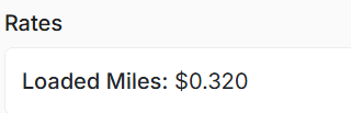 View Driver Rates: driver profile Rate section