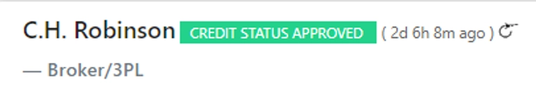 Credit check status icons: green (Approved)