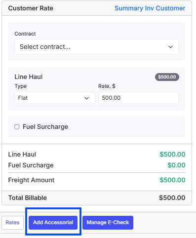 Add accessorial button in the load details page