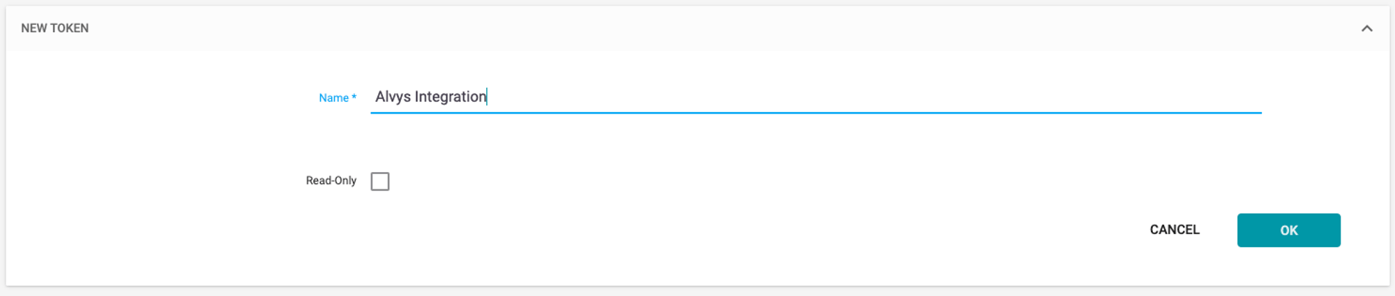 TFM token name entry dialog with OK button.