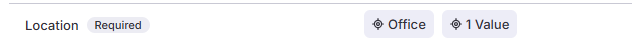 Image showing the configured Location field row (1 value configured).
