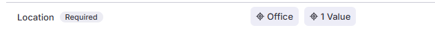 Image showing the configured Location field row (1 value configured).