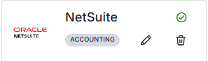 NetSuite integration showing Green Check mark indicating it is successfully mapped.