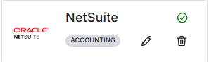 NetSuite integration showing Green Check mark indicating it is successfully mapped.