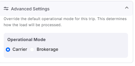 Operational Mode selection for carriers with dual authority.