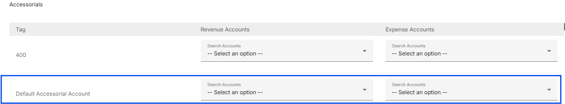 Image showing Default Accessorial account mapping item for revenue and expense views