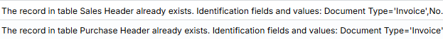 Record Already Exists error example.