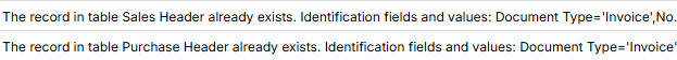 Record Already Exists error example.