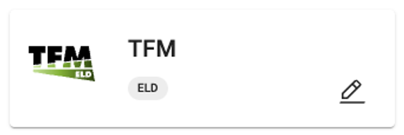 Alvys Integrations tab with ELD section expanded and TFM card pencil icon visible.