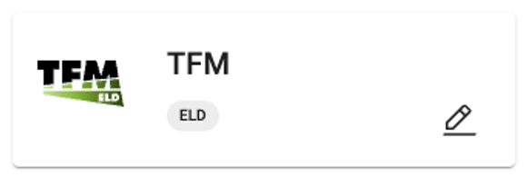 Alvys Integrations tab with ELD section expanded and TFM card pencil icon visible.