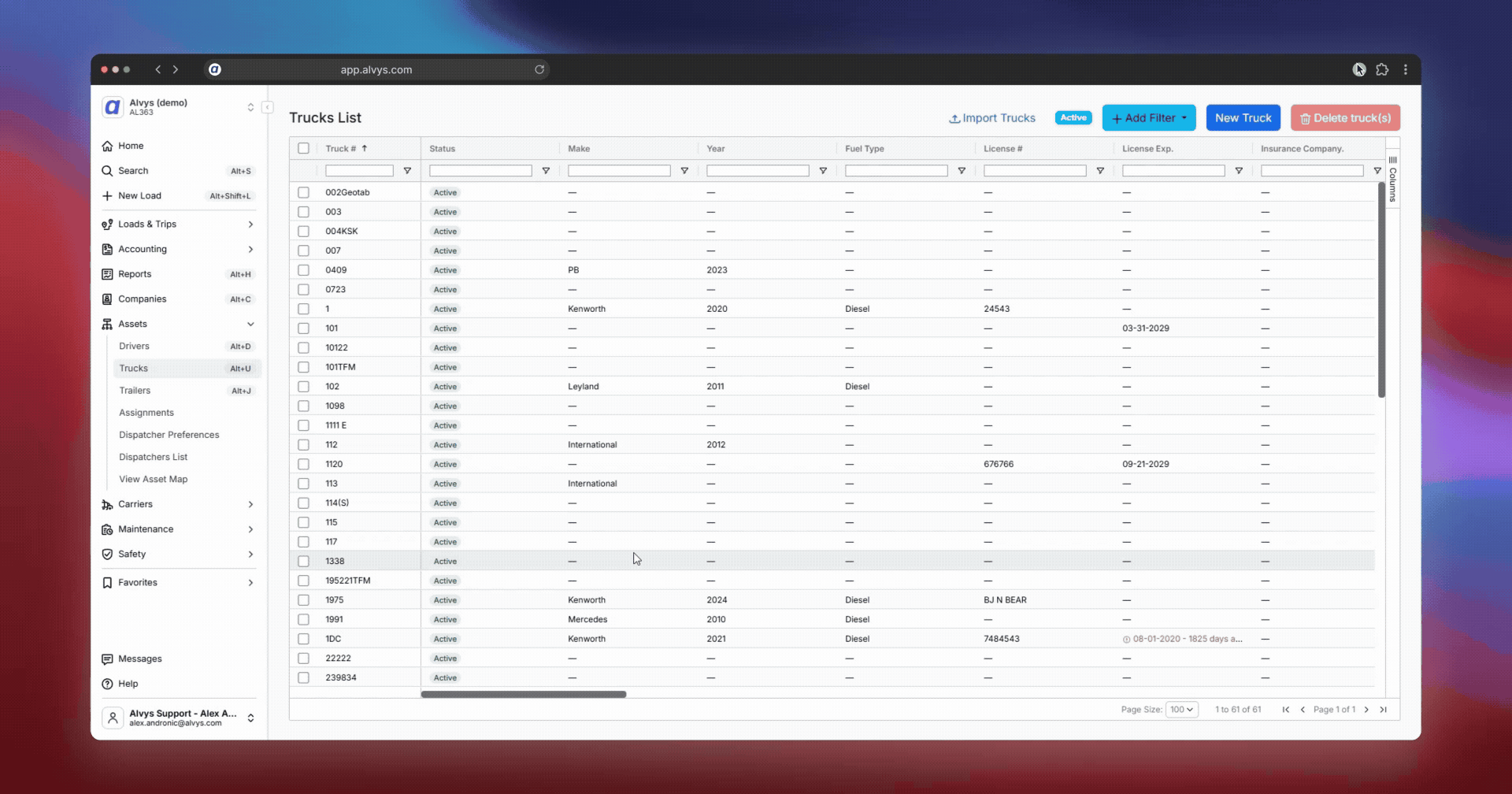 GIF showing the trailer profile in Alvys with the ELD Integrations section and the FleetPulse Unit ID field.