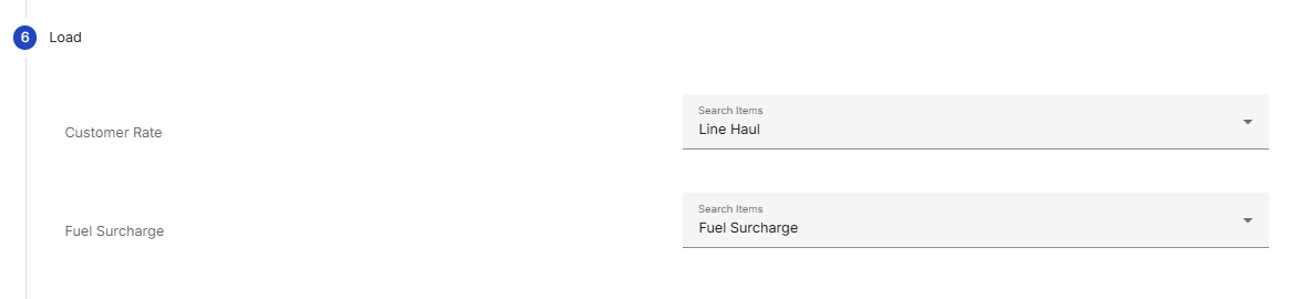 Search Items dropdown menu