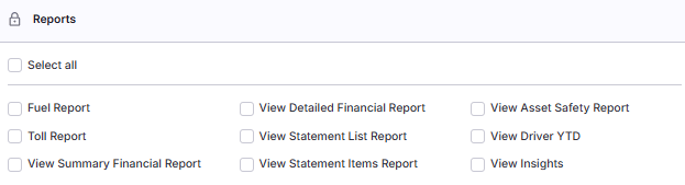 Image Showing Report permissions category