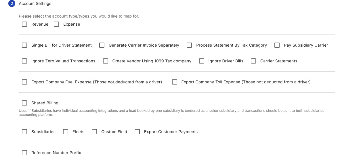 QuickBooks Online Account Settings dialogue in Alvys integrations page