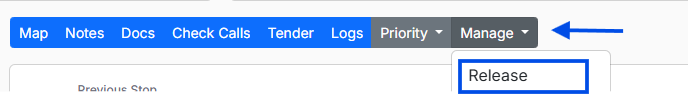 Image showing “Manage” dropdown menu with “Release” button.