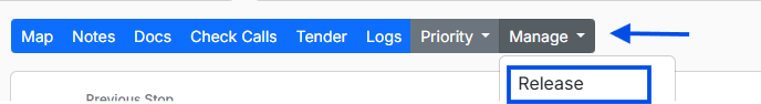 Image showing “Manage” dropdown menu with “Release” button.