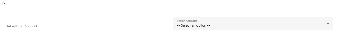 Tolls mapping screen with single default account field.