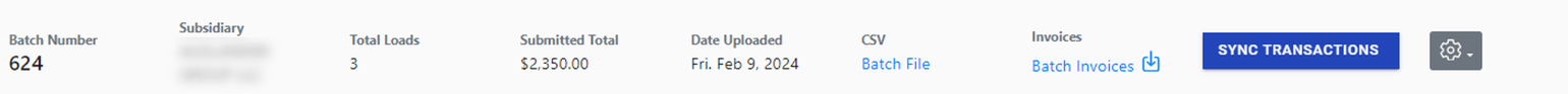 SYNC TRANSACTIONS button in the top right corner of the Factoring report page