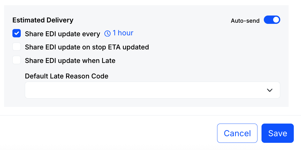 ETA Auto Send toggle and frequency/trigger options.