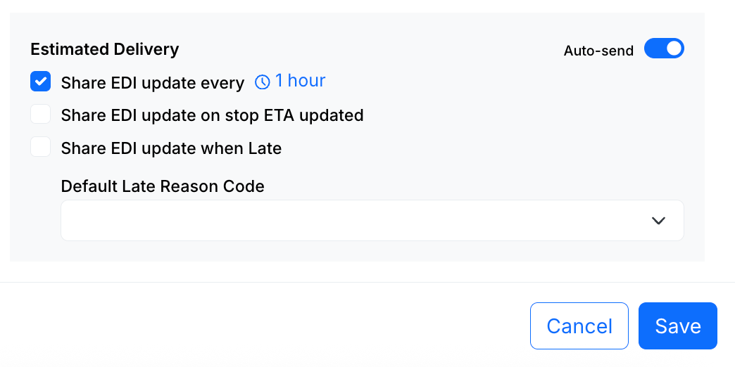ETA Auto Send toggle and frequency/trigger options.
