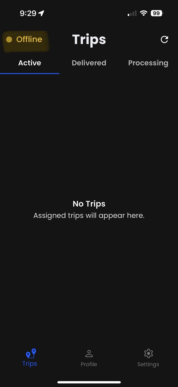 Offline status toggle.
