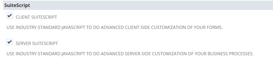 Enabling Client and Server SuiteScript