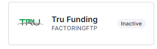Image showing inactive Tru Funding Integration