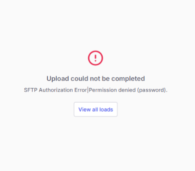 SFTP authorization error, permission denied, during a factoring upload