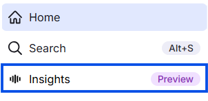 Image displaying the Insights left navigation menu item.