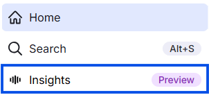 Image displaying the Insights left navigation menu item.