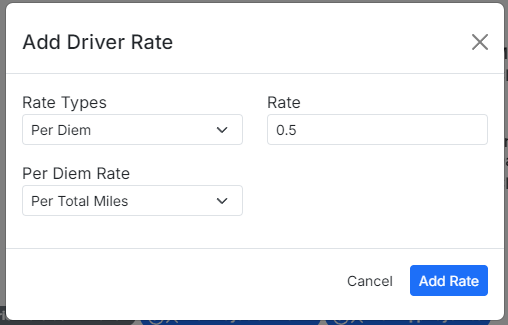 Image showing the Time category on a driver statement with Per Day Rate entries
