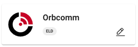 Image showing the ELD section with the Orbcomm Cargowatch card and pencil icon.