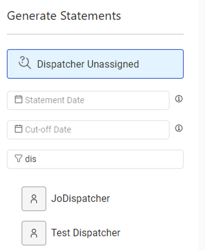 Image showing the dispatcher filter in use.