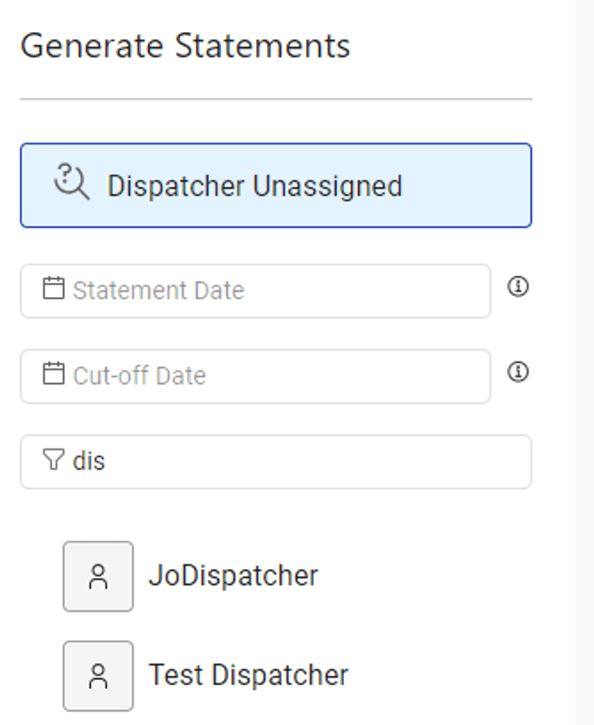 Image showing the dispatcher filter in use.
