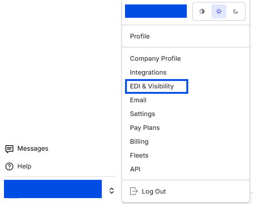 Image showing navigation to EDI & Visibility Page