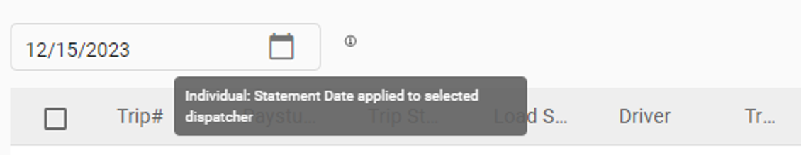 Image showing the local statement date field on an individual dispatcher tab.