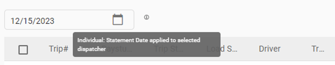 Image showing the local statement date field on an individual dispatcher tab.