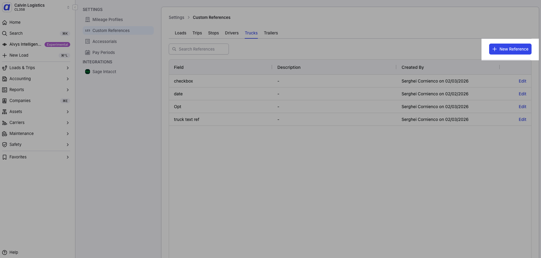 Screenshot showing the full New Reference form with all fields visible