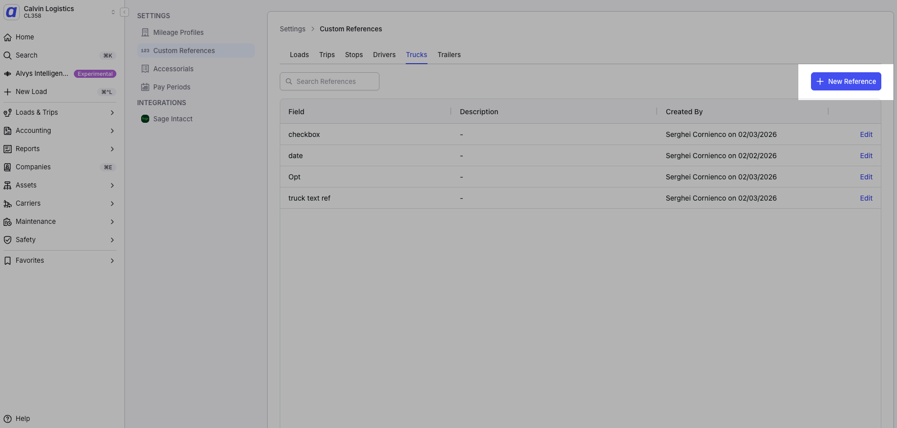 Screenshot showing the full New Reference form with all fields visible
